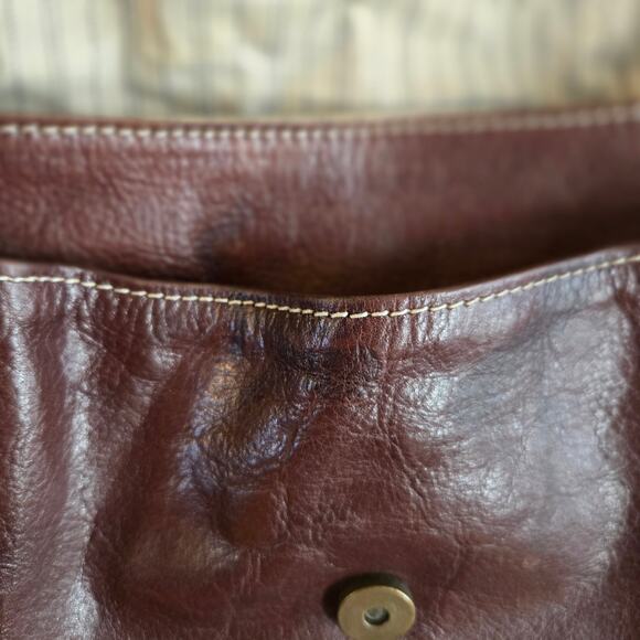 Frye Brown Leather Crossbody Bag Braided Trim - Picture 7 of 16